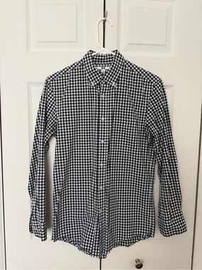 Uniqlo Men's Navy & White Gingham Button-Down Shirt